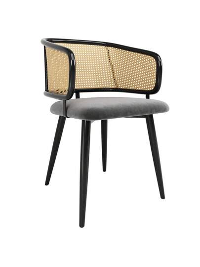 Dining Chairs, Chairs Rattan Backrest, Fluwelen Cushion Seat, Com Tafel Breathable, Moderne Restaurants, Living Rooms Cafes view 7
