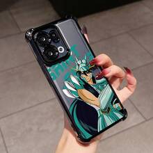 Funda de Teléfono de Lujo Creativa Estilo Anime Guerrero de Pelo Largo SHIRYU, Compatible con OPPO Reno 14, 14F, 13F, 12F, 11F, 13, 12, 11 F Pro 4G, 5G, Marco Electrochapado y Cubierta Trasera Transparente - Mezcla de colores - Ver 6