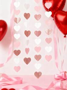 6 piezas Decoraciones de fiesta en color oro rosa, guirnalda con forma de corazón de color rosa claro, serpentinas de papel rosa pálido, adecuado para el Día de San Valentín, despedida de soltera, cumpleaños, aniversario, baby shower, compromiso, boda, suministros para fiestas