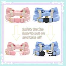 Petiry Collar de pana suave para gato patron a cuadros con campana y pajarita cierre de  ajustable para gatos gato adulto rosa y azul - Paquetede2rosaazul - Ver 2