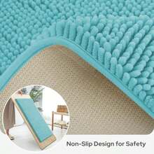 Aqua Blue Bathroom Rugs Sets 3 Piece Non Slip Extra Absorbent Plush Chenille Soft Washable Bath Mats For Home Bathroom Floor Use Ideal For Wet Surfaces And High Traffic Areas Comfortable And Quick Drying - 15x28長方形x2U形x1 - 查看 6