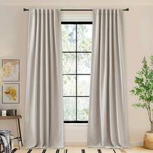 2025  Bedroom Curtains 2 Panels Sets Faux Linen Textured, Pinch Pleated Room Darkening Light/Heat Blocking Window Drapes Thermal Insulated For Living Room, Angora, W50 X L108, 2 Panels - 安哥拉 - 查看 2