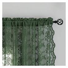 Olive Green Lace Curtains 90 Inch Length 2 PanelsRerto Floral Light Filtering Sheer Curtains For Dining Room Bedroom Boho Neutral Aesthetic Decor 52x90 - 多色616 - 查看 3