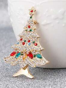Chic Christmas Brooch Pins For Women - Versatile Rhinestone Vintage Colorful Design (Christmas Tree, Shoe, Reindeer, Wreath, Snowflake) | Ideal For Weddings & Parties