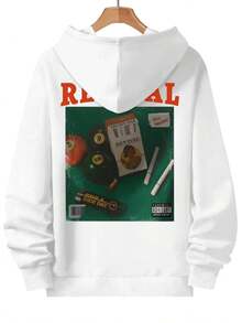 Men's Hooded Sweatshirt, "TREATY OAK REVIVAL" Text Pattern Design, Made Of 260G Heavy Knit Fabric, Polyester-Cotton Material, Suitable For Sports, Home, And Outings, Unisex, Suitable For Festivals And Gifts, Machine Washable - 白色 - 查看 4