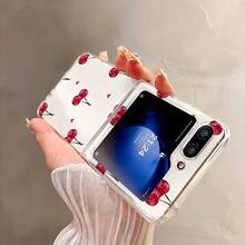 樱桃爱心可折叠屏幕手机壳，兼容三星 Galaxy Z Flip3 5G/Galaxy Z Flip 4 5G/Galaxy Z Flip 5 5G/Galaxy Z Flip 6 5G/Galaxy Z Flip 7 5G，可爱时尚的手机保护套 - 彩色 - 查看 3