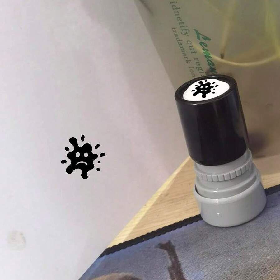 1pc Self-Inking Portable Seal, Planner Marking Office Stationery, Creative Stamp, Ink Dot Stamp, Creative Fun Pattern - An Emoticon Ink Dot - View 1