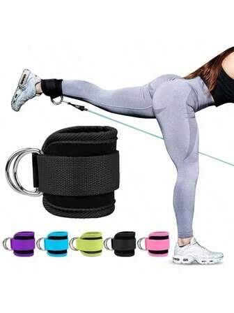 1 件装踝带绳索双 D 形环脚踝袖口适用于健身房锻炼臀部腿部力量伸展训练支撑运动，多种颜色脚链健身房配件