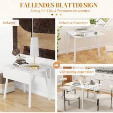 HOMCOM Folding Dining Table, Kitchen Table For 2-4 People, Folding Table, Wooden Dining Table, For Small Spaces, 110 X 86 X 75, White - 1 - 查看 4
