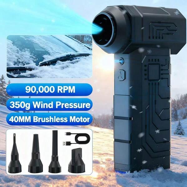 Aspiradora inalámbrica para coche con tecnología nueva, 90,000RPM de succión súper potente, recargable, con motor sin escobillas de 40mm, 3*2500mAh de batería, 4 velocidades ajustables, para limpieza de electrónicos, conductos de coche, secado de mascotas, barbacoa, inflado de colchones de aire