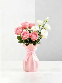 1 قطعة إناء بلاستيكي بمظهر السيراميك، إناء فني حديث مع تصميم مضاد للانزلاق، هدية مثالية لعيد الميلاد والهالوين وعيد الشكر والعيد الفصحي، مناسب لديكور غرفة المعيشة والنوم والحديقة والمكتب، متوفر ب- 3 ألوان