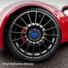 4pcs/Set Crown Pattern Car Wheel Hub Reflective Stickers - Vinyl Self-Adhesive Safety Warning Stickers, Suitable For SUV And Trucks, Fashionable Appearance Decorative Stickers, Enhance Night Driving Safety, Made Of High-Grade Reflective Vinyl Material, High Visibility In Low Light/Dark Environments, Waterproof And Weather-Resistant, Suitable For Outdoor Use, Easy To Apply On Wheel Rims - A - View 7