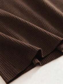 GIGOGOU 秋冬季基本款女式罗纹保暖柔软毛衣上衣修身秋季服装 - 咖啡棕 - 查看 6