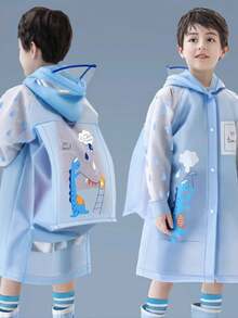 Outdoor Waterproof Raincoat With A Cartoon Pink Rainbow Unicorn Design, Featuring An Open Backpack Slot, Suitable For Outdoor Activities, Camping, Walking To And From School, With A Windproof And Waterproof Transparent Brim, Sold As A Single Piece.