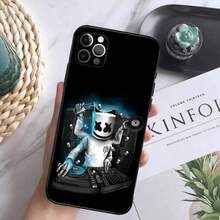 Funda de teléfono DJ M-Marshmello compatible con  16,15,14,13,12 Mini 11 Pro XR,X,XS,MAX 7,8 Plus, funda de silicona suave negra, compatible con funda de  17, funda de  17 Pro, funda de  17 Pro Max - z8 - Ver 12