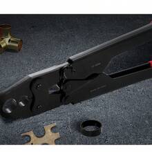 Herramienta de crimpado  PEX, herramienta de crimpado PEX combinada de cabezal doble para anillos de crimpado de cobre PEX de 1/2" y 3/4", herramienta de crimpado de plomería compacta con calibre Go/No-Go, mandíbula bien pulida, cumple con las normas ASTM F1807 - 1/2" y 3/4" - Ver 9