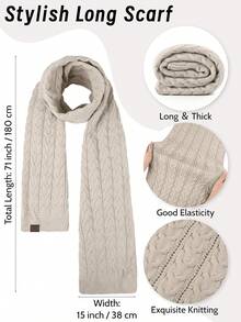 URATOT Women Winter Beanie Hat Scarf Gloves Ear Warmer 4 In 1 Set Beanie Pompom Hat Touchscreen Gloves Long Scarf Ear Warmer - Red - View 9