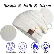 Wireless Knitted Hat, Christmas Gift, Unisex, Music Knitted Hat, Wireless Headphones, Stereo Speaker, Built-In Microphone, Hands-Free Calling, Knitted Pom Pom Hat, Warm Outdoor Ski Hat - one-size - View 2