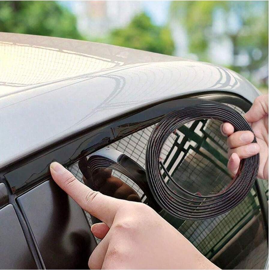 Smart Design, Strong Defense! Car Window Decorative Trim Strip - Universal Black Window Bumper Protective Trim - Reliable PVC Anti-Collision Strip For Your Vehicle! - 黑色 - 查看 1