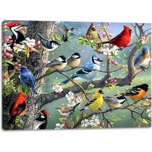 2025 Christmas Canvas Wall Art Print 12" X 16" With Timer | LED Lighted Design - 鳥類聚會 - 查看 1