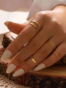 10pcs Alloy Ring Set - Yellow Gold - View 5