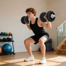 Bộ tạ 2 trong 1 SPORTNOW và thanh tạ có thể điều chỉnh 20kg với tay cầm chống trượt, bộ tập luyện tại nhà với 8 đĩa tạ, thanh tạ và 2 thanh tạ đơn bằng thép - màu đen - Xem 1