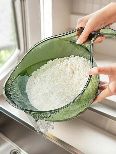 Colador multifuncional 2 en 1 con mango - Se puede usar como lavador de verduras, lavador de arroz, colador y tazón de frutas, adecuado para fregaderos de cocina, se puede usar para enjuagar arroz, preparar ensaladas y escurrir pasta, un elemento esencial práctico de cocina y un regalo ideal para chefs en el hogar, ahorra espacio, un gran regalo de Navidad para la cocina.