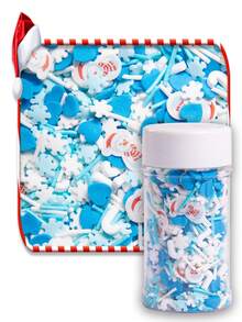 Christmas Sprinkles, Multicolored Pearls For Cake Decorating, Snow Flower Sprinkles For Baking, Pearls Jimmies Mix, Cake Topper Ice Cream Cupcake Cookie Toppings Dessert Decorations, Christmas Winter Party Supplies