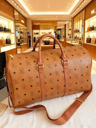 Men's High-End Floral Pattern Sports Bag, Shoulder Crossbody Bag, Handbag, Travel Bag, Tool Bag, PU Leather, Extra Large Capacity, Foldable, Multifunctional Tool Bag, Luxury, Light Luxury, Fashion, Business, Casual, Sports, Business Trip, Travel, Gym, Commuter Bag, Metal Zipper, Printed Design, Detachable Shoulder Strap, Pillow Bag, Bucket Bag,