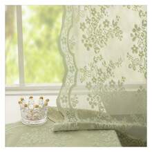Green Curtains 84 Inch Length 2 PanelsVintage Floral Lace Sheer Voile Window Curtains/Drapes For Bedroom Living Room Kitchen Hallway Rod Pocket Spring Summer Boho Decor 52Wx84LGreen - Multicolor 624 - View 4