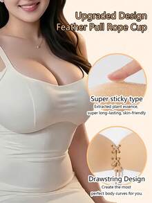 1 pieza de sujetador adhesivo invisible de talla grande, sujetador de silicona sin costuras de copa grande, con efecto push-up y lift-up, accesorio de ropa interior para mujeres, con diseño de cierre frontal, sujetador sin tirantes autoadhesivo, adecuado para vestidos sin espalda, uso casual, diario, trajes de baño, fiestas y citas.