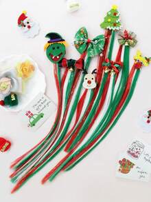 Clips y diademas navideños lindos y dulces, con varios elementos navideños (reno/árbol de Navidad/lazo/campana/muñeco de nieve) Extensiones de cabello coloridas, detalles festivos, accesorios para fiestas