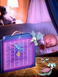 Lampara Eléctrica Repelente Elimina Mata Mosquitos con luz Ultravioleta y Resistencias Electrificadas - Morado - Ver 1