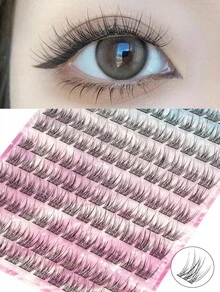 156 Clusters Of A Slouchy Trilogy Fishtail False Eyelashes, Naturally Slender, Soft And Fluffy, Comfortable And Simple To Wear, Reusable, Suitable For Beginners To Use, A Must-Have Makeup Tool For Daily Commuting. - D - View 1