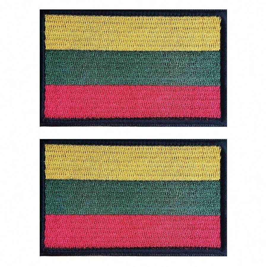 2 PCS Lithuania Flag Patches Embroidered Tactical Military Morale Patch Applique Fastener Hook And Loop{Inchcolor_nameinch:InchLithuaniainch} - Lithuania - View 1