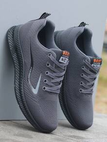 男士透气运动鞋，2025年新款春夏男士休闲鞋，防臭防滑网眼鞋，轻便软底跑鞋，时尚百搭鞋 - 灰色 - 查看 9