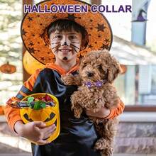 EXPAWLORERConjunto de collar y correa para perro de Halloween: pajarita para perro y collar tipo bandana para perro con cascabel correa para perro que no se enreda collares ajustables para perros p - Buenas noches, Todos los Santos - Ver 6
