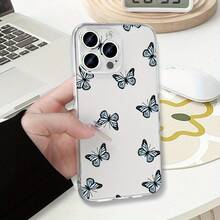 Fundas Transparentes de TPU con Patrón de Mariposa Simple y Protección Completa para Teléfono con Protección de Lente de Cámara, Carcasa Antigolpes Adecuada para iPhone 16-7 Pro/Plus/Max/Mini - Multicolor - Ver 7