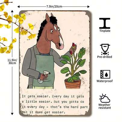1件 Bojack Horseman 复古金属锡牌，8X12 英寸铁艺墙贴，带针孔，方便悬挂，是家居、咖啡馆、商店、俱乐部、酒吧装饰的理想之选。