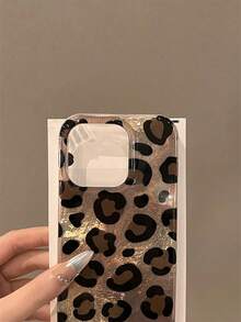 猎豹，豹纹羽毛网豹纹硅胶手机壳适用于 16/16 Pro Max，防震全覆盖保护套适用于 15/14/13 Pro Max - 棕色 - 查看 2