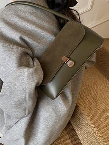 2025复古小众法棍包，新款时尚法式腋下包，单肩手提包，通勤包 - 綠色 - 查看 2