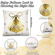 Tatuo 6 Fundas de Almohada Navideñas para Decoraciones Navideñas, Fundas de Almohada para Sofá, Navidad, Oficina, Dormitorio (Tan, 18 x 18 pulgadas) - Gris, Dorado - Ver 10