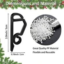 100个专业灯夹，耐候型排水槽挂钩，带排水槽，适用于屋顶、树木、围栏灯安装，多季节节日装饰解决方案（黑色） - 100pcs - 查看 5