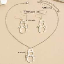 1 Bộ trang sức vòng cổ và khuyên tai người tuyết rỗng dễ thương và thanh lịch dành cho Giáng sinh - Bạc - Xem 4