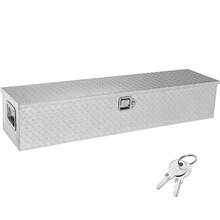 Caja de herramientas de aluminio resistente para caja de camión, caja de herramientas con placa de diamante con asa lateral y llaves de bloqueo, caja de herramientas de almacenamiento, organizador para camioneta, caja de camión, casa rodante, remolque, 48" x 15" x 15", color plateado - Plateado - Ver 8