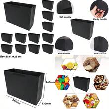 PACK4YA Paper Gift Bags Present Bag With Handles For Birthday Wedding Christmas Party Shopping  Shower 35x13x26 Cm Black 12 Pieces
