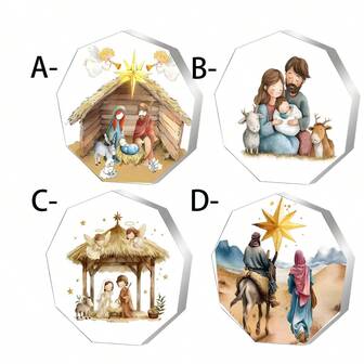 1 Letrero de sobremesa de escena de nacimiento de acrílico - La historia del nacimiento del ángel y el cordero - Decoración de capilla para el hogar, no se necesita electricidad, apto para Pascua, cumpleaños y uso doméstico