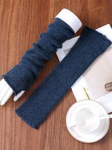 1 双女士 100% 羊毛露指臂套，针织长袖手套，保暖舒适，适合夏季书写和办公使用 - 彩色 - 查看 20