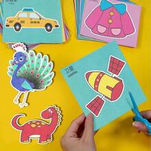 48pcs/96pcs Fun Kids Paper Cutting Set, Animal Theme Paper, Paper Art Cutting, DIY Craft Supplies With Scissors