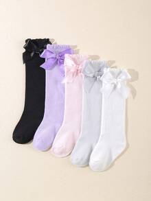 6pairs Baby Bow Decor Socks - Multicolor - View 6